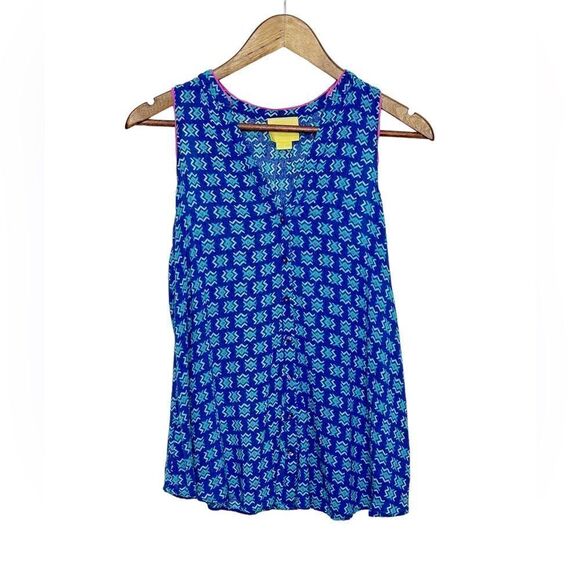 Anthropologie Tops - Anthropologie Maeve Button Down Sleeveless Top Blue Print Size 2